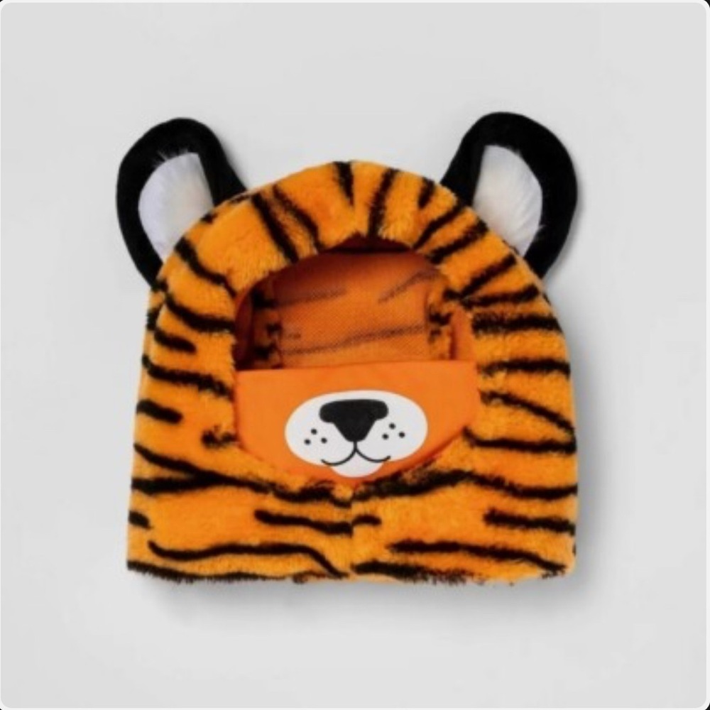 Adult Cute Tiger Striped Plush Hat with Ears